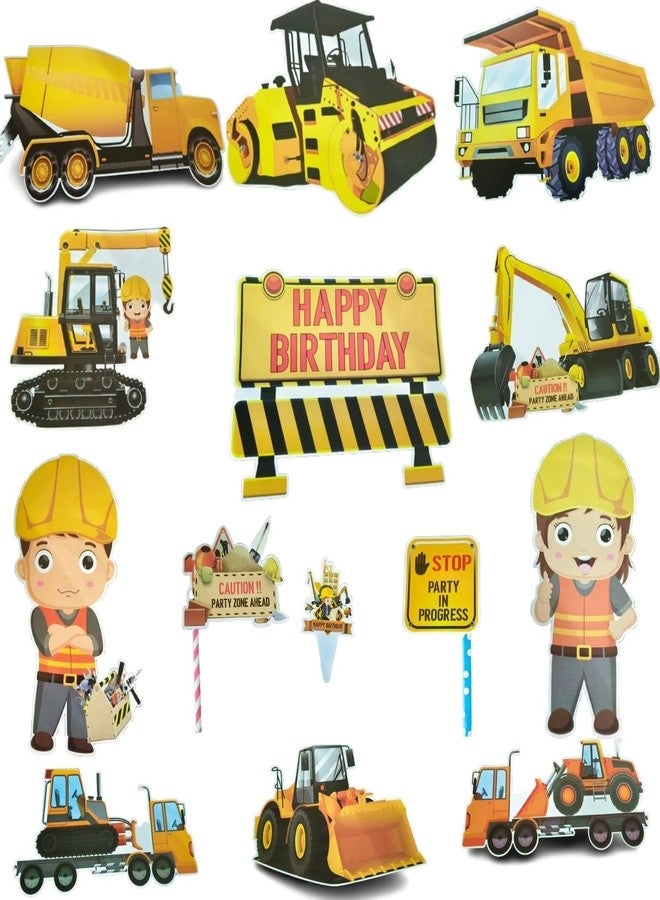FI - FLICK IN 58 pcs JCB Construction 5th Birthday Decoration Set of Happy Birthday Cardstock Paper banner Transport Theme Dump Truck with Yellow or Black Party Decoration for Boys (Pack of 58) - Image 3